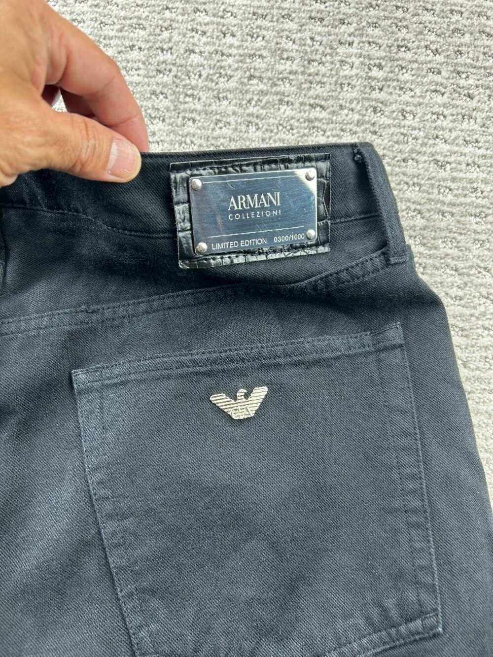Armani Collezioni Limited Edition 0300/1000 Denim Pants Men 36 Black Italy Made